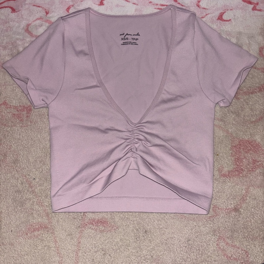 Urban Outfitters Lilac Ruched V-Neck Crop Top
